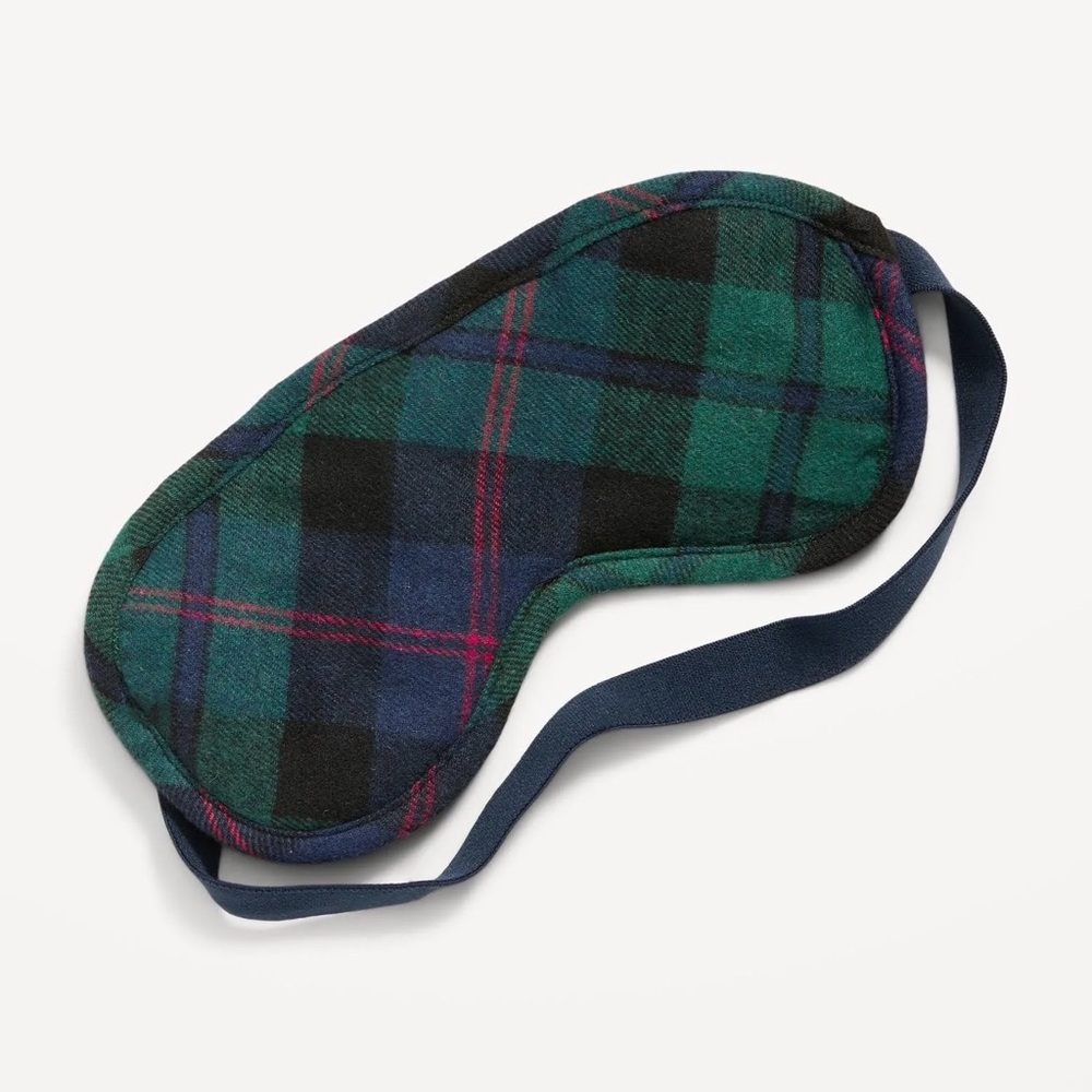 Old‎ Navy NWOT sleep mask one size plaid pattern flannel green blue